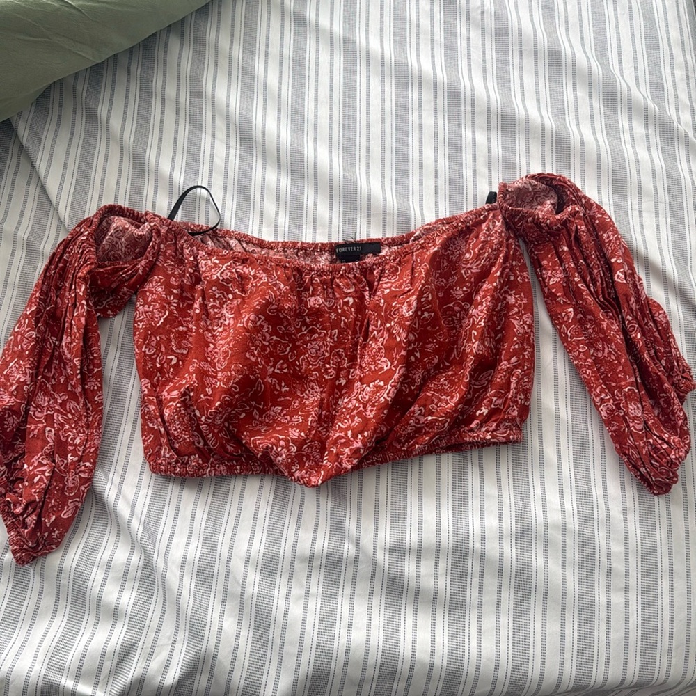 Red floral top
